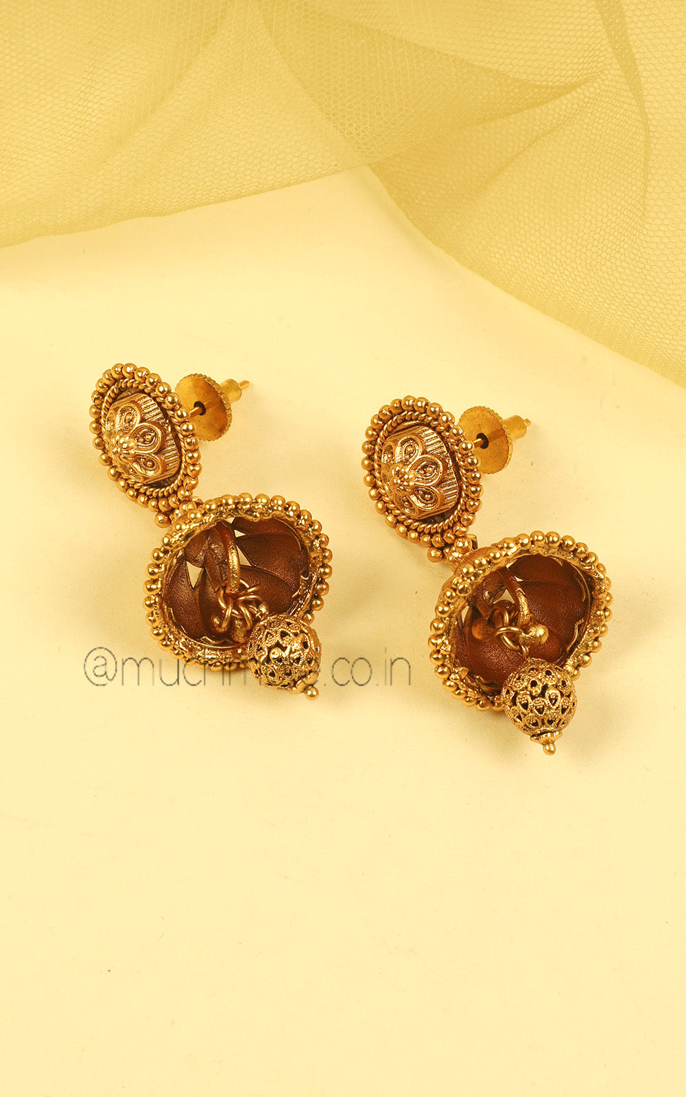 Imitation Gold Necklace Earring With Jhumki Earrings Set
