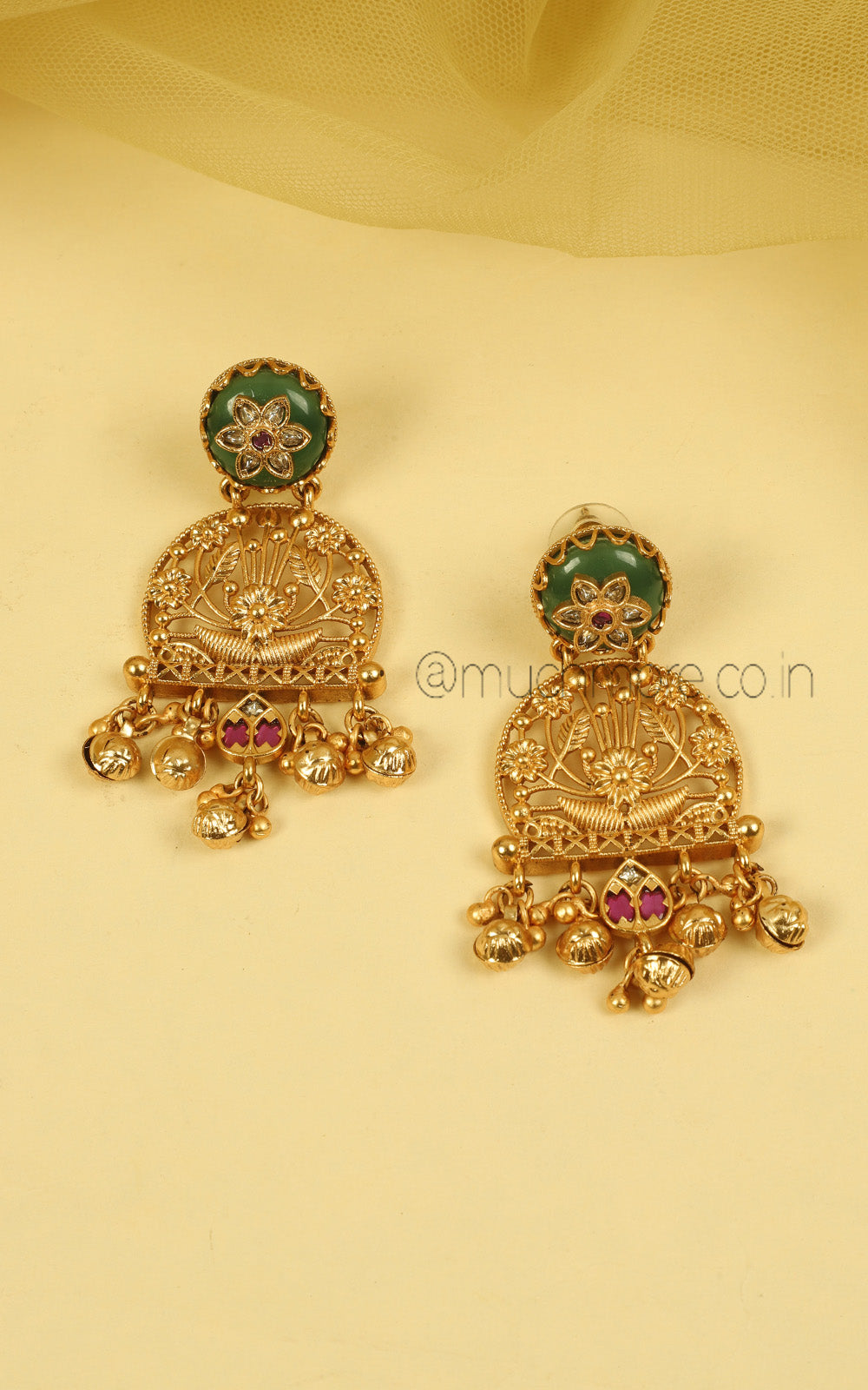 Gold Look Ruby Green Necklace Set | Ethnic & Traditional Jewellery