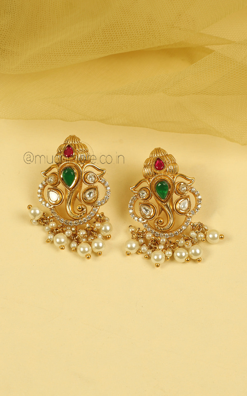 Temple Ganesha Bridal Gold Look Necklace | Complete Wedding Jewellery