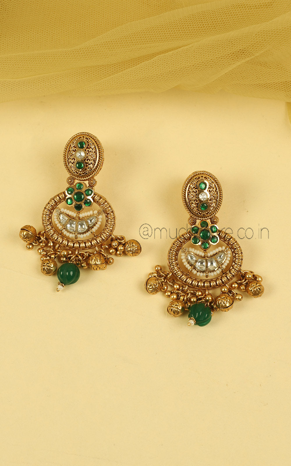 Emerald Green Gold Look Necklace Set For Women Jewellery