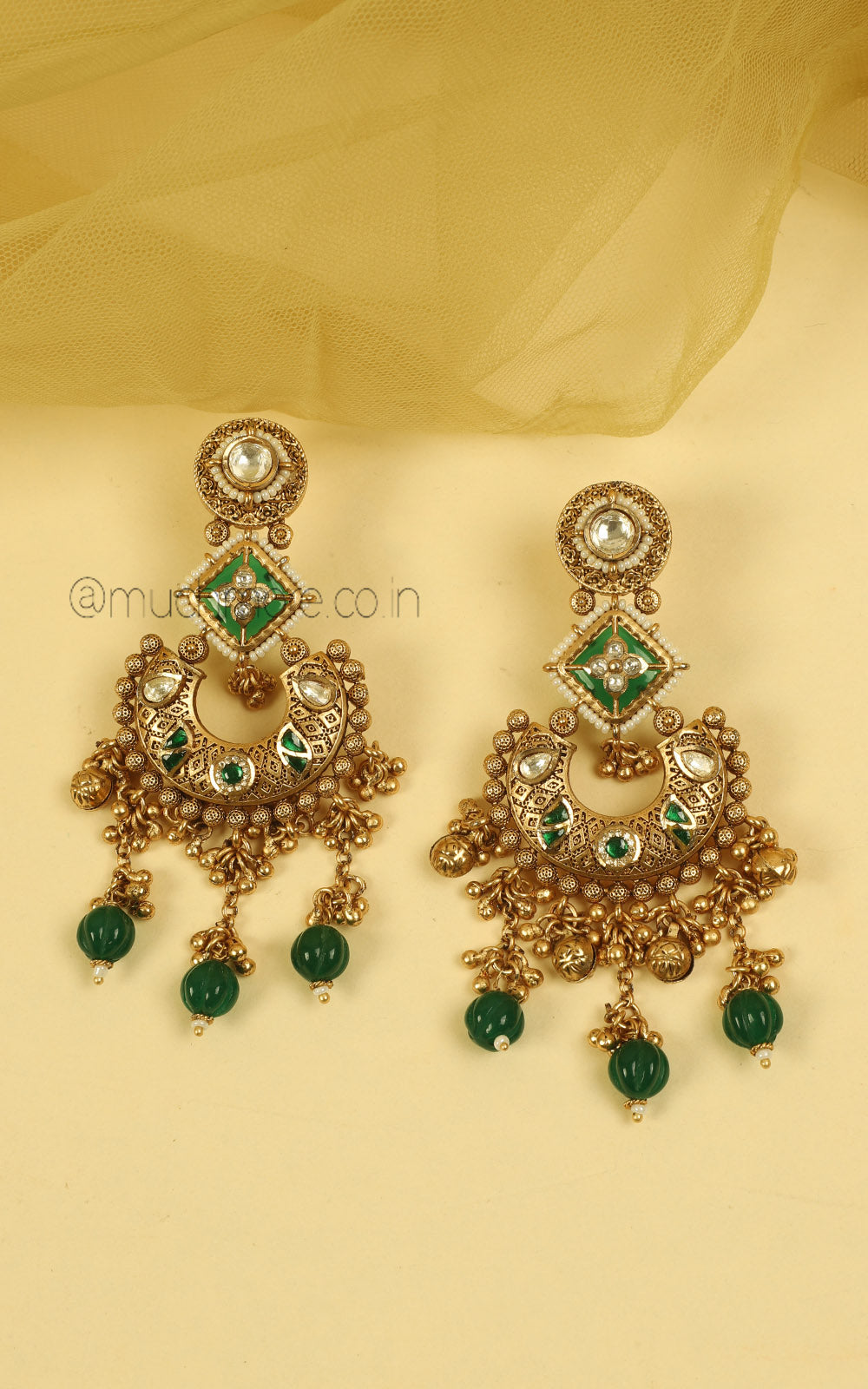 Emerald Green Gold Look Necklace For Bride To Be
