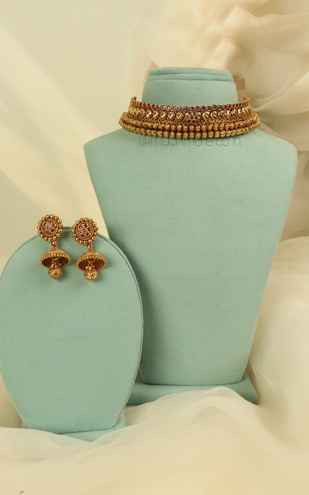 Traditional Ruby Sleek Bridal Choker Set Online Shopping
