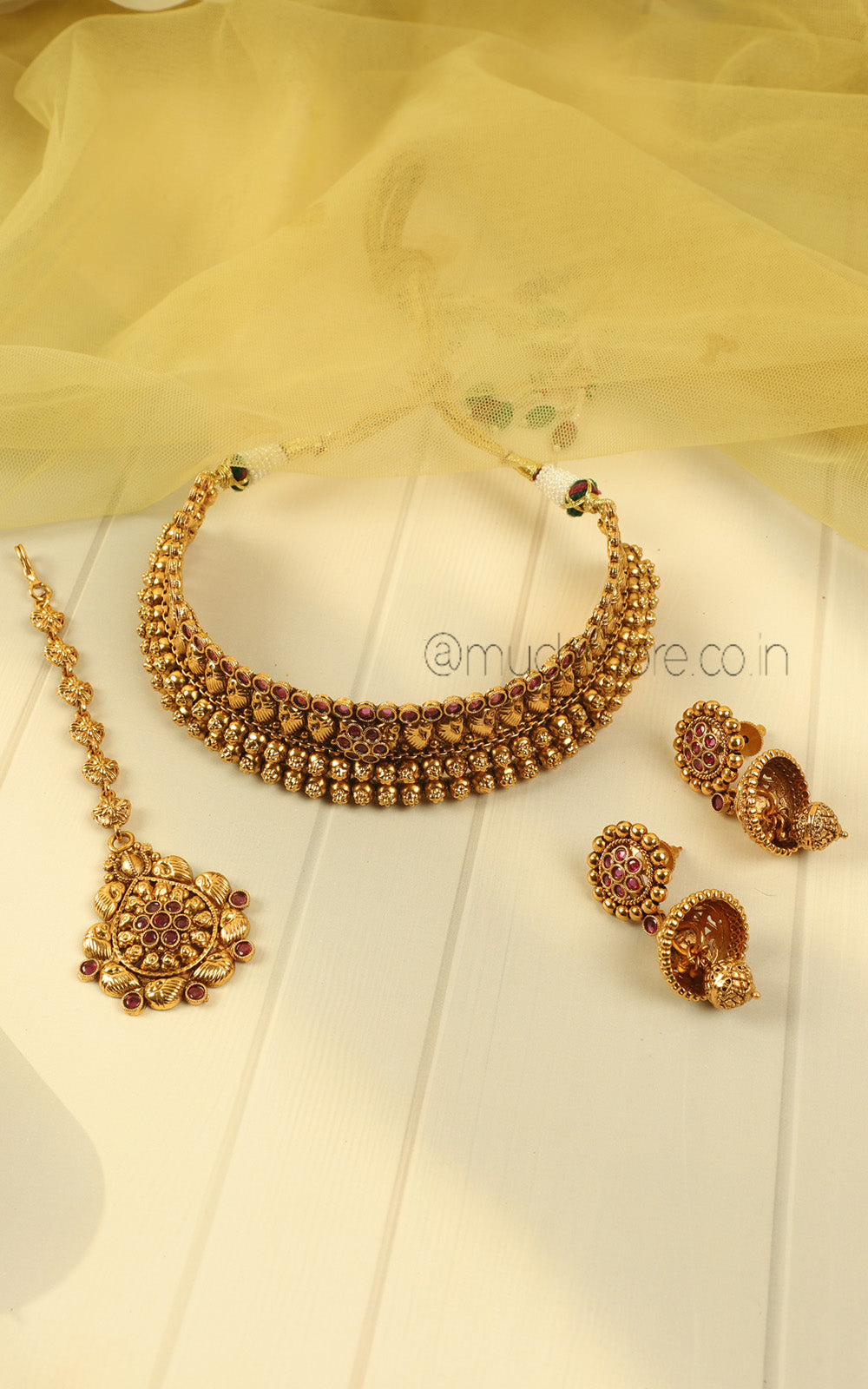 Traditional Ruby Sleek Bridal Choker Set Online Shopping