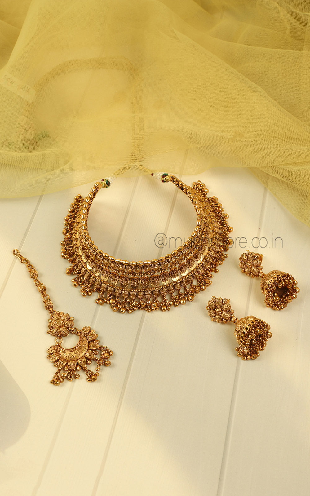 Ethnic Heavy Bridal Choker Earrings Tikka Jewellery Set