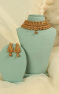 Elegant Gold Look Carving Work Choker Set For Bride To Be