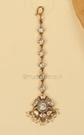 Tiny Kundan With Pearl Hanging Maang Tikka For Women/Girl