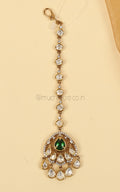 Emerald Green Kundan Designer Tiny Maang Tikka