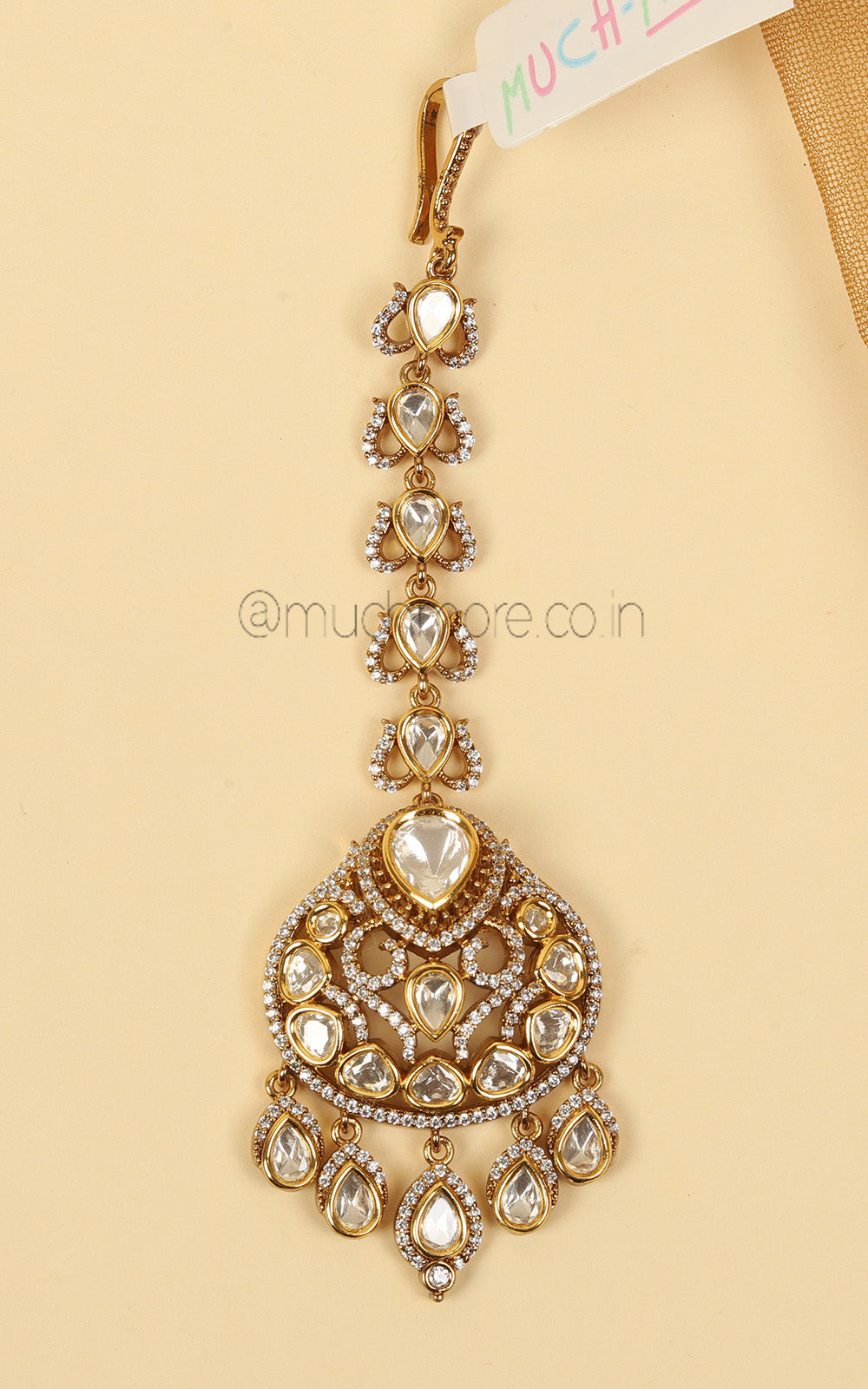 Without Color Kundan And With Diamonds Maang Tikka