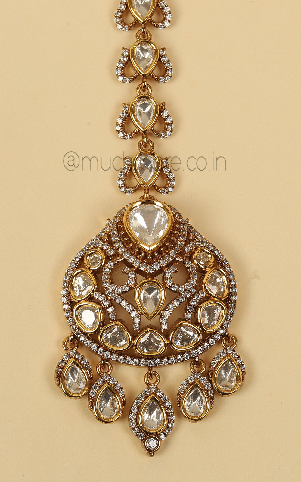 Without Color Kundan And With Diamonds Maang Tikka