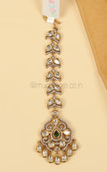 Buy Stylish Kundan With Diamond Emerald Green Maang Tikka