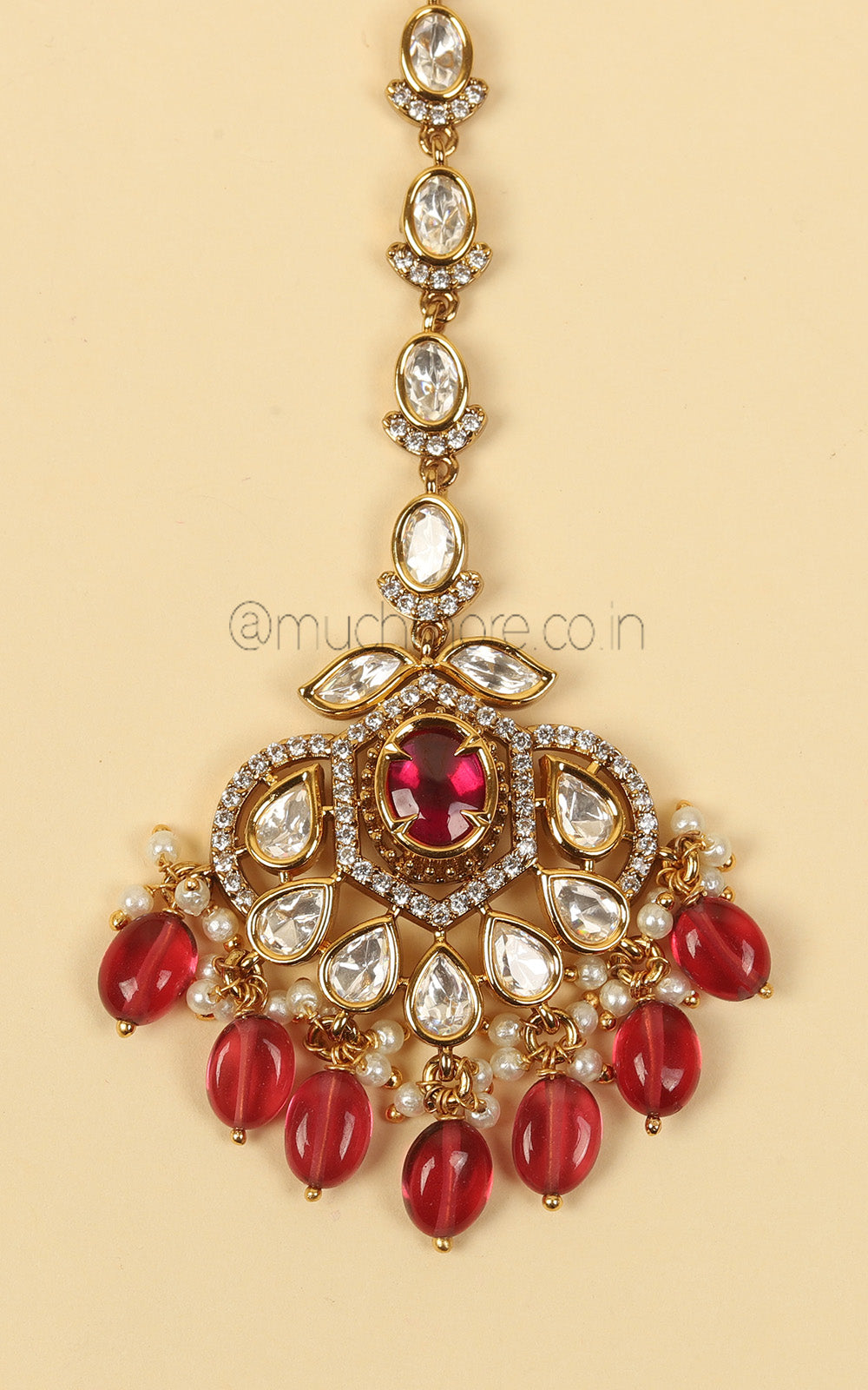 Ruby Drops Kundan Maang Tikka For Traditional Look