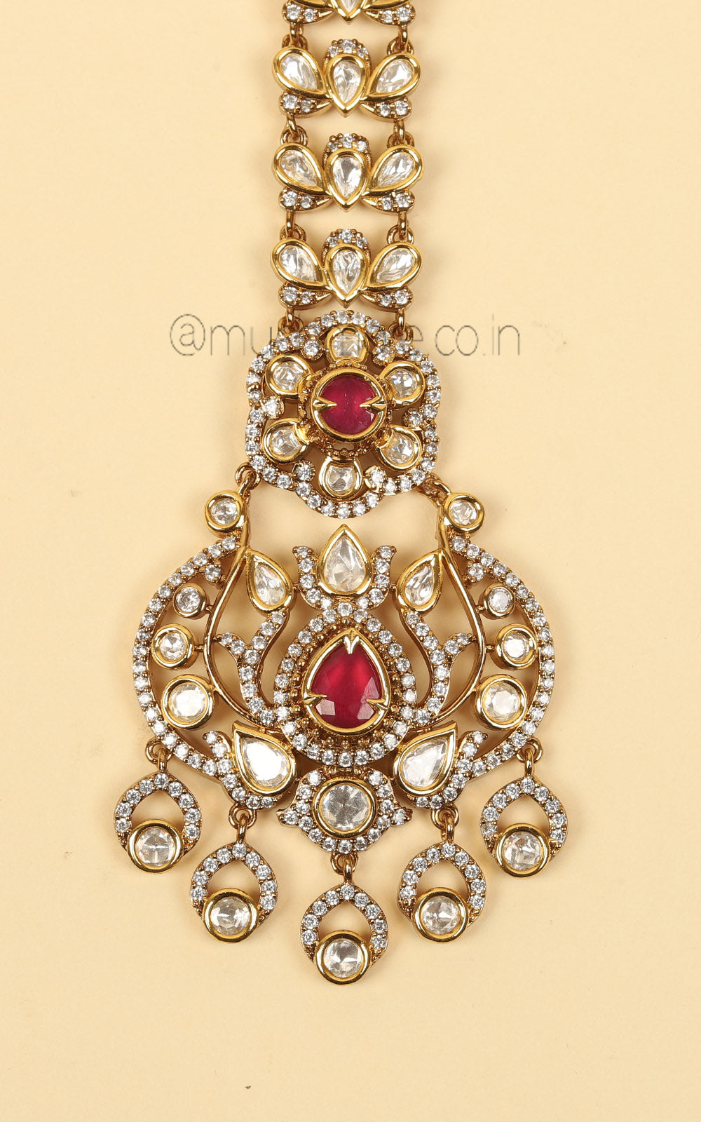 Shop Kundan And Diamond Ruby Maang Tikka At Much More