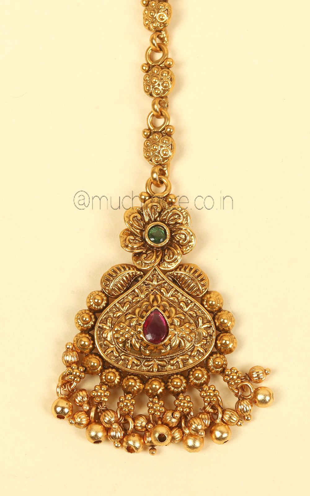 Light Weight Gold Look Ruby Green Maang Tikka Buy Online