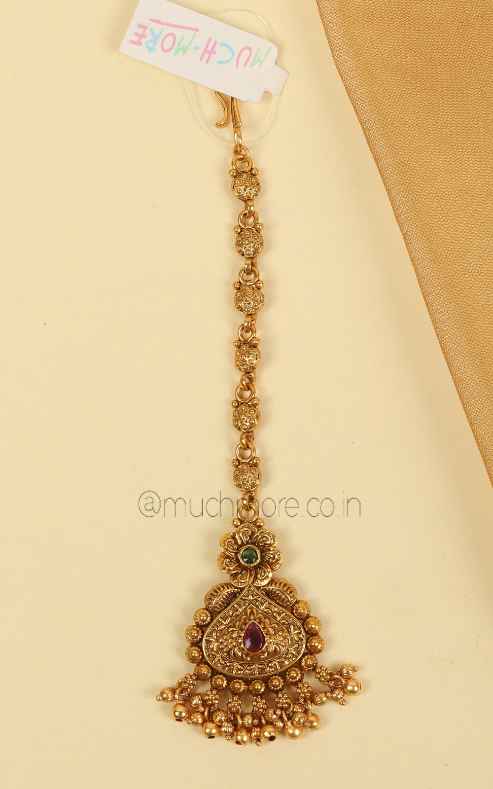 Light Weight Gold Look Ruby Green Maang Tikka Buy Online