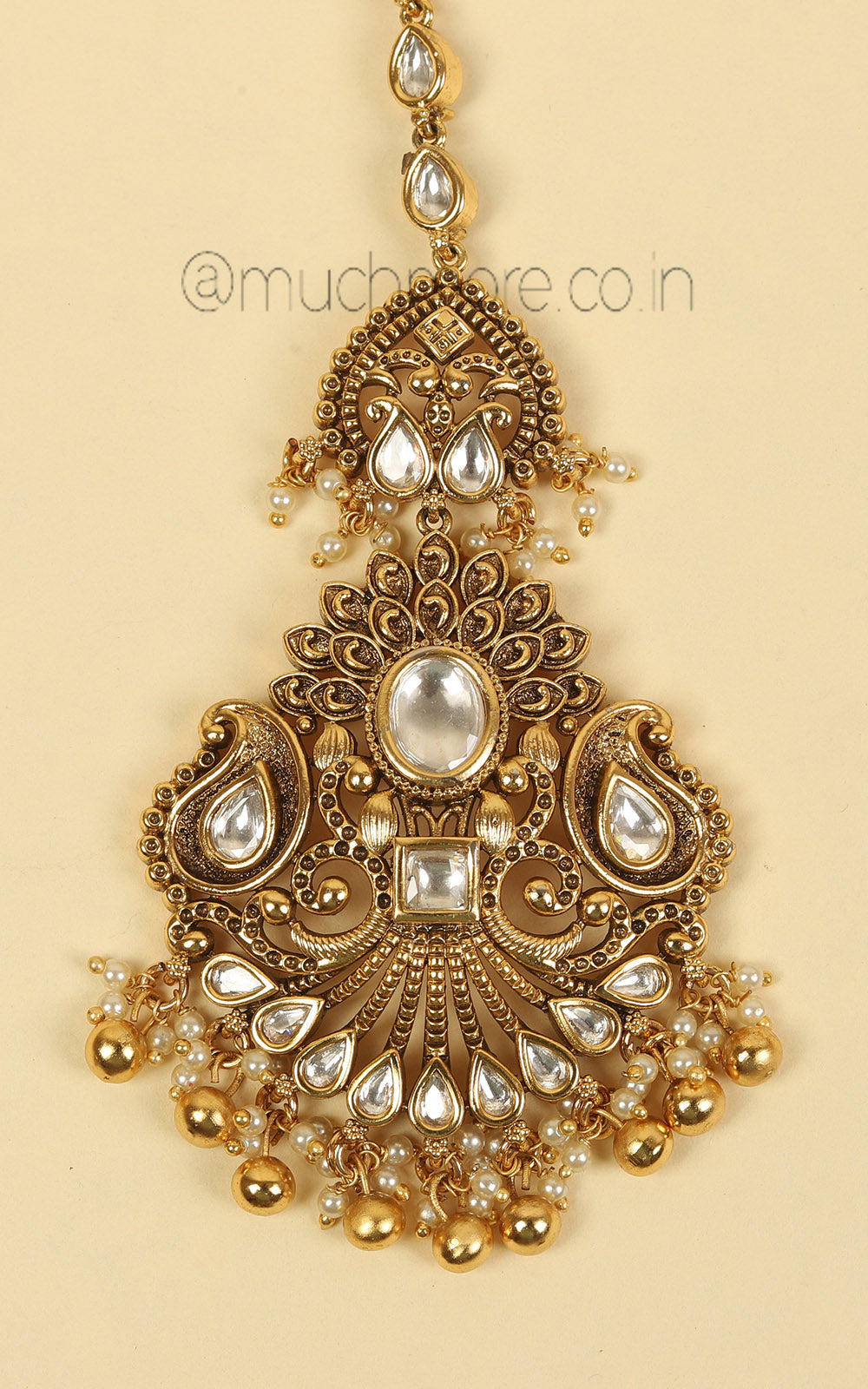 Without Color Kundan Polish Maang Tikka For Bride To Be
