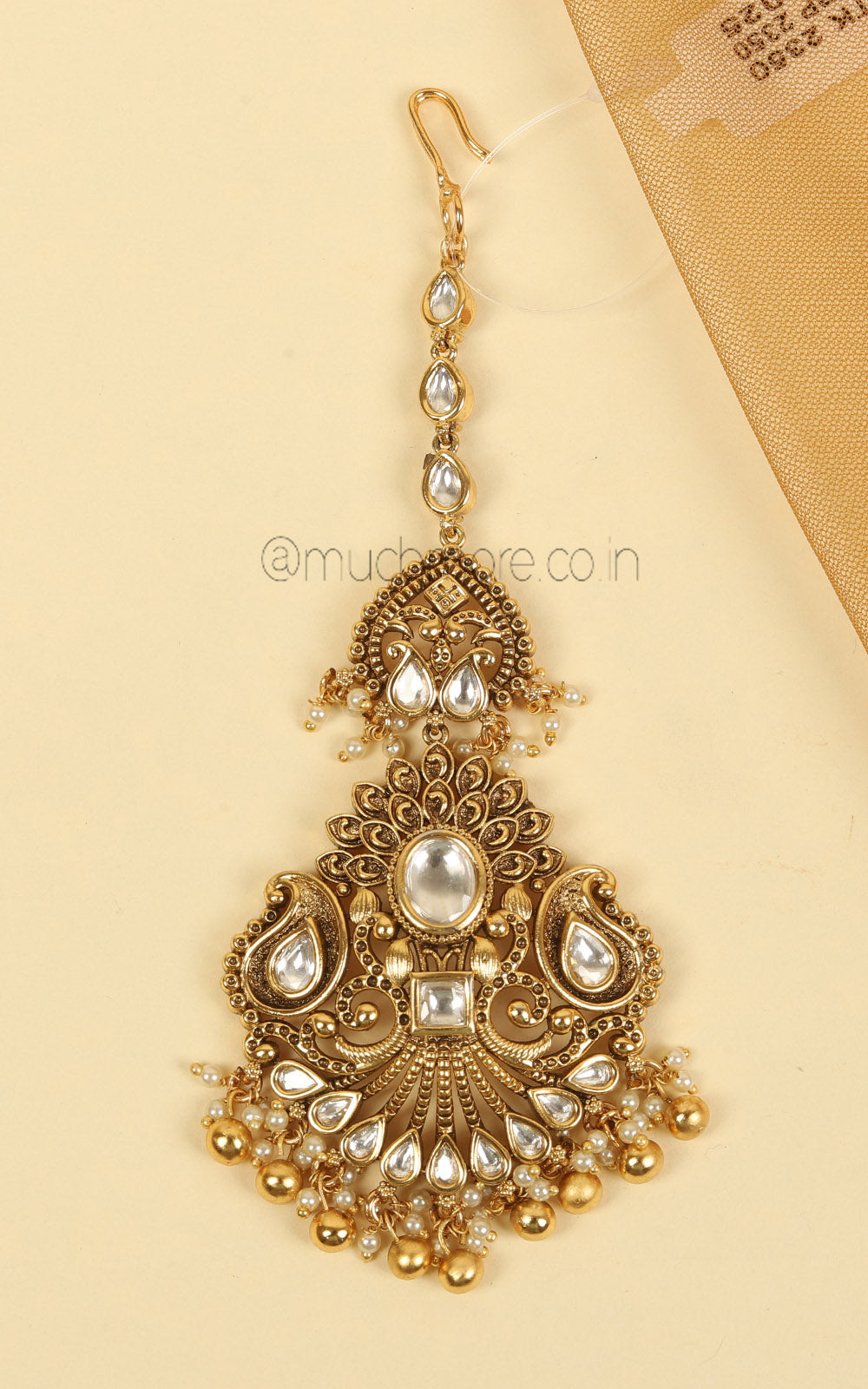 Without Color Kundan Polish Maang Tikka For Bride To Be