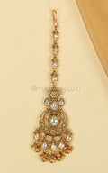 White Kundan Gold Polish Women Maang Tikka