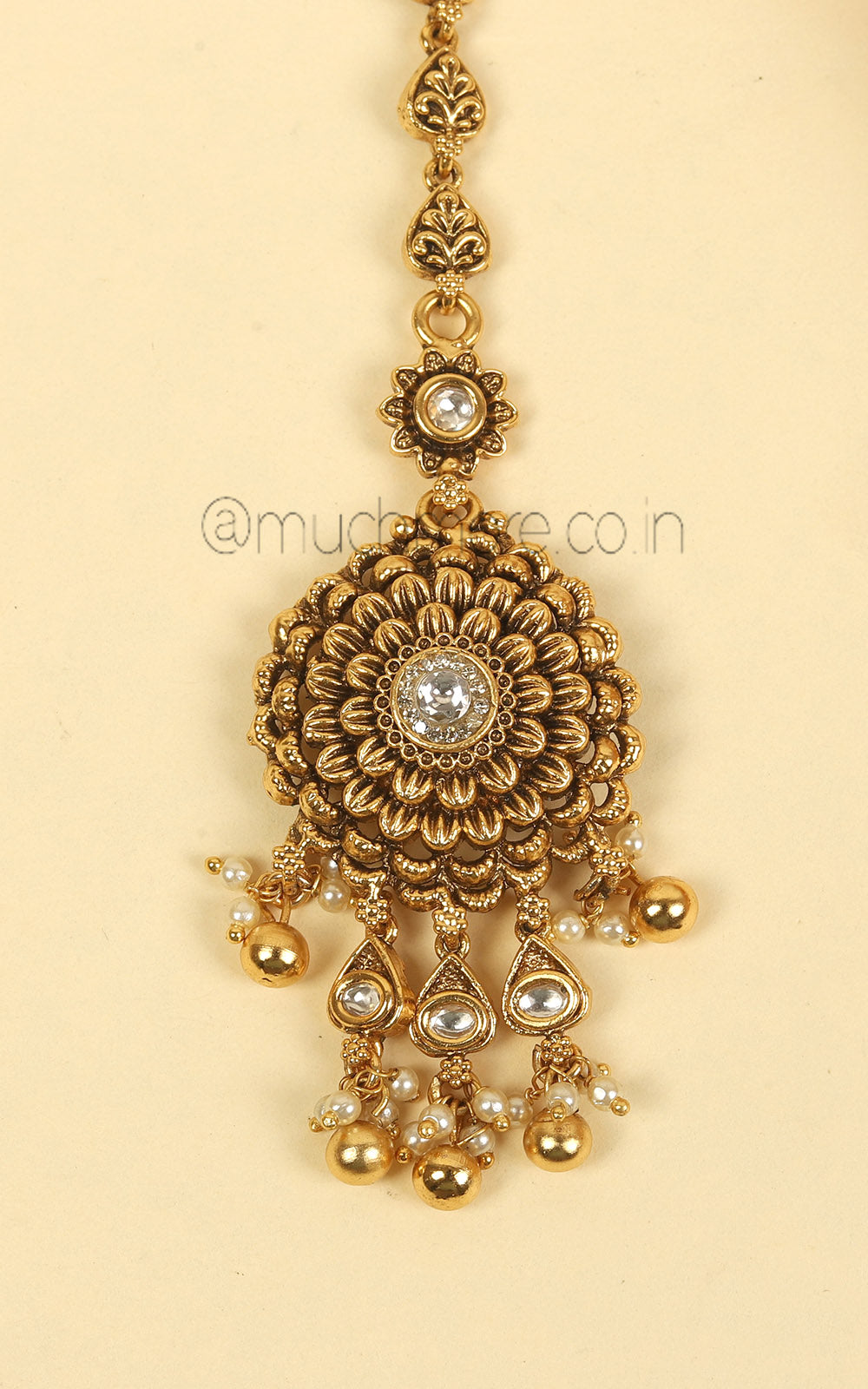 Maang Tikka With Real Gold Look Finish & Ethnic Elegance