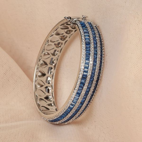 Buy Online Silver Blue American Diamond Bracelet 