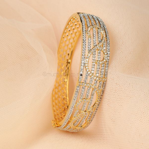 Gold Plated Women Diamond Kada Style Bracelet