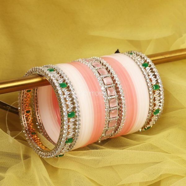 Bridal Punjabi Chura Wedding Pink/Green Chuda Bangle Bracelet Wedding  Jewelry