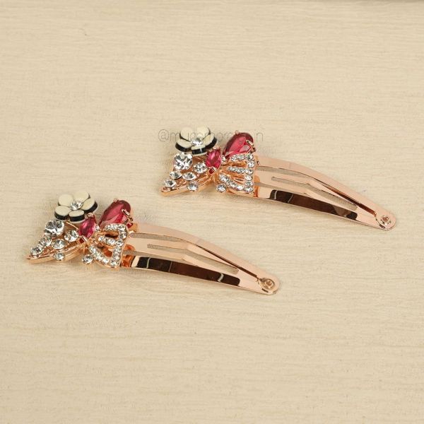 Pink Tone Butterfly Design Tic Tac Hair Clips