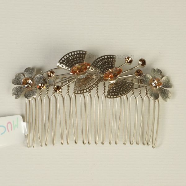 Silver Gold Tone Butterfly Comb Clip