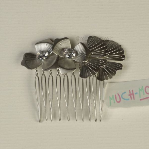 Silver Tone AD Studded Flower Hair Clip 