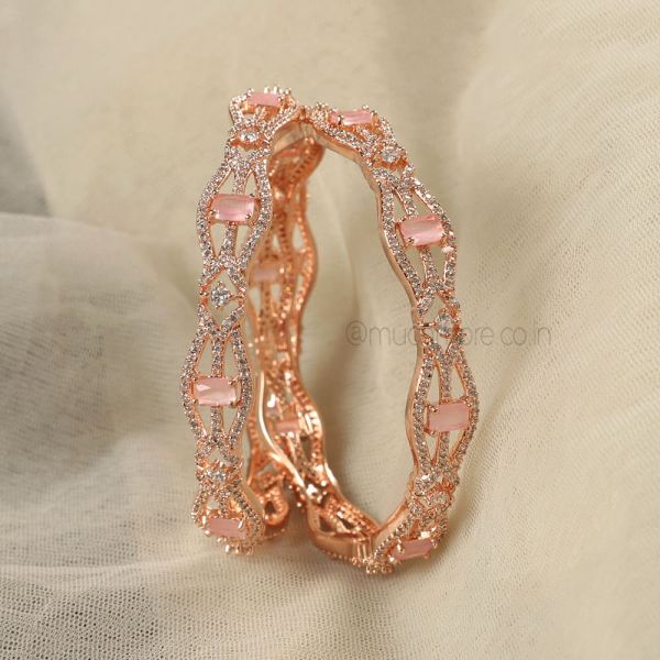 Baby Pink Rose Gold Polish Bangles By Much More