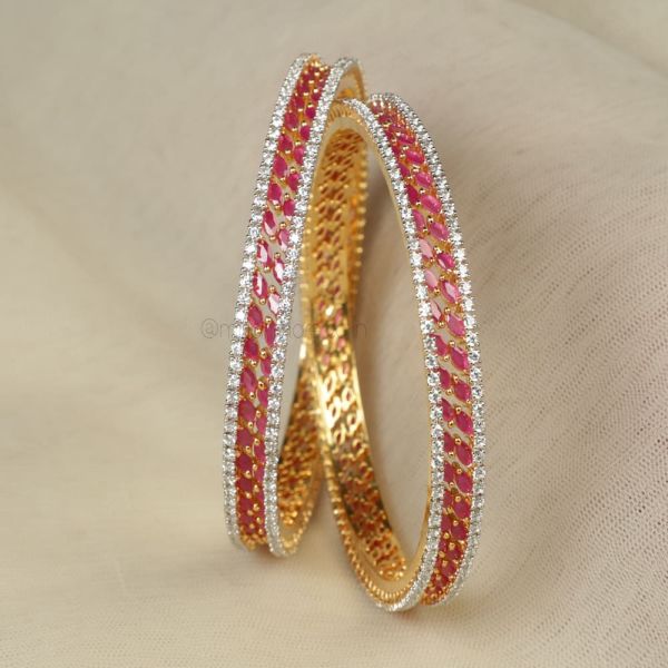 Gold Plated Ruby AD Bangles Online In India 