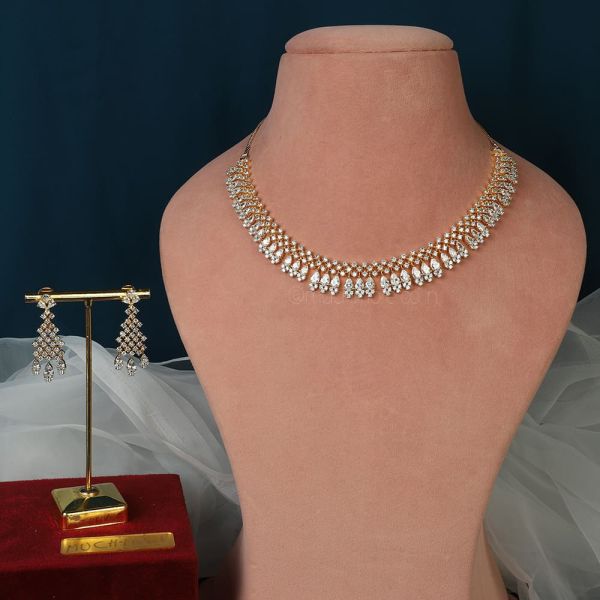 Gold Plated Artificial Diamond Light Necklace  