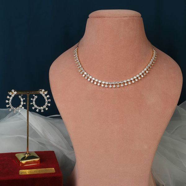 Sleek Diamond String With Stylish Earrings