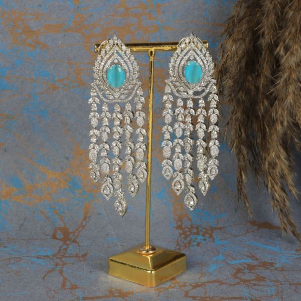 Shop Online Firoza Silver Plated Diamond Earrings 