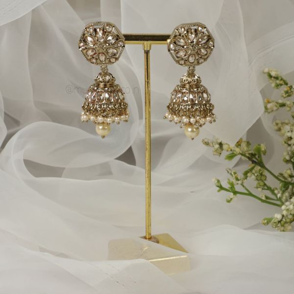 Antique Gold Pearl Jhumki By Much More