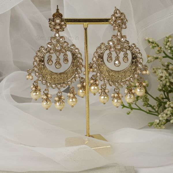 Antique Gold Polish Pearl Drop Women Earring