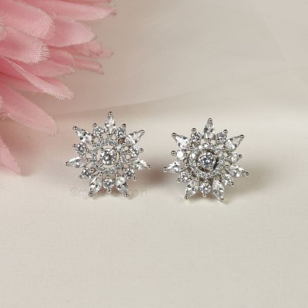 Order Flower White American Diamond Earrings