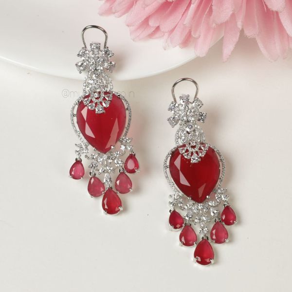 Much More Ruby Silver Polish Diamond Earrings