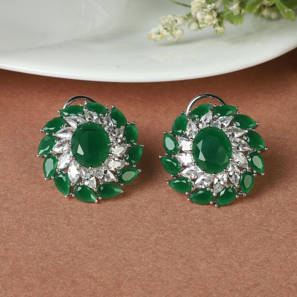 Emerald Green American Diamond Stud Earring