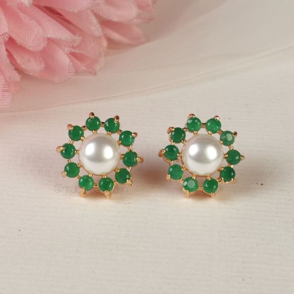 Pearl With Green Fashion Earrings