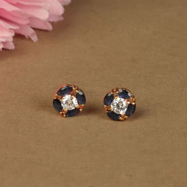 Low Price Sapphire Blue Diamond Stud Earrings 