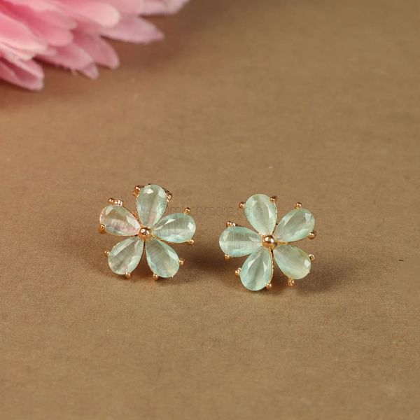 Cute Mint Green Flower Design Tops Earrings 