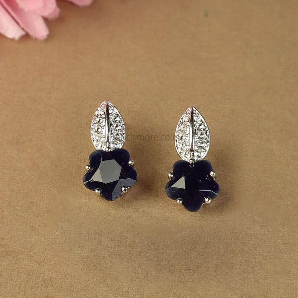 Much More Sapphire Blue Diamond Tops Earrings 