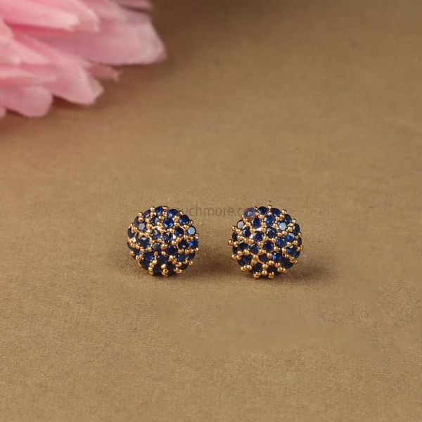 Sapphire Blue Gold Polish Stud Earrings By Much More 