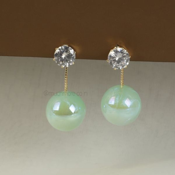 Mint Green Diamond Earrings By Much More