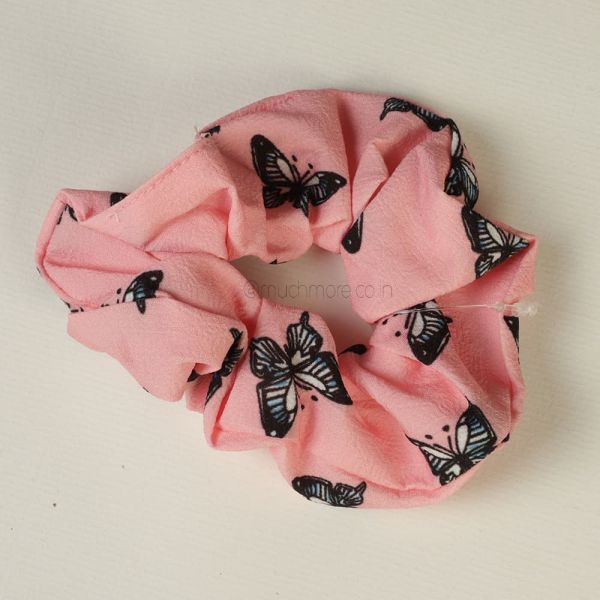 Butterfly Print Pink Tone Hair Scrunchies