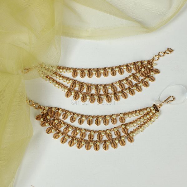 Gold Look Pearl Three Layer Kaan Chain 