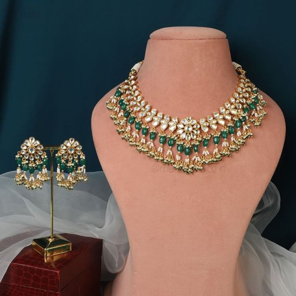 Buy Online In India Green Kundan Necklace Set