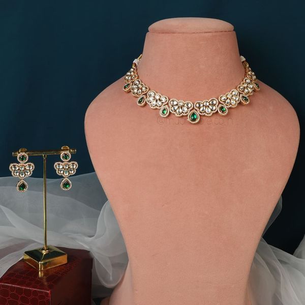 Buy Online In India Green Kundan Light Necklace