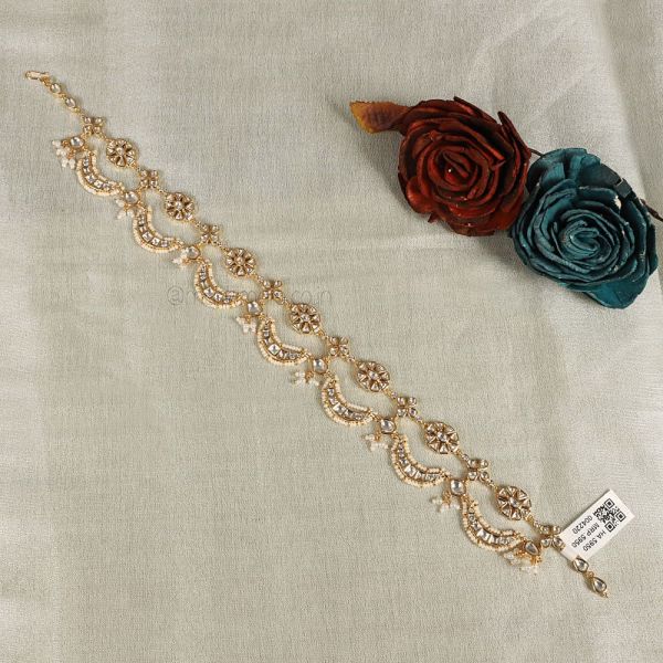  Gold Plated Floral Sheeshpatti Headchain Traditional Hairband