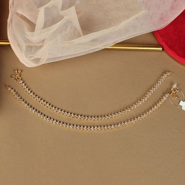 Much More Gold Plated Diamond Sleek Anklets/Payal